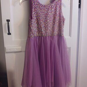 Cat & Jack Girls Purple Dress Rainbow Sequence